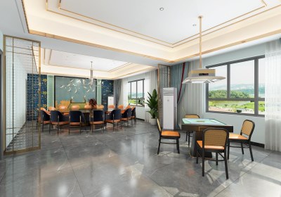 现代餐厅包厢3D模型下载